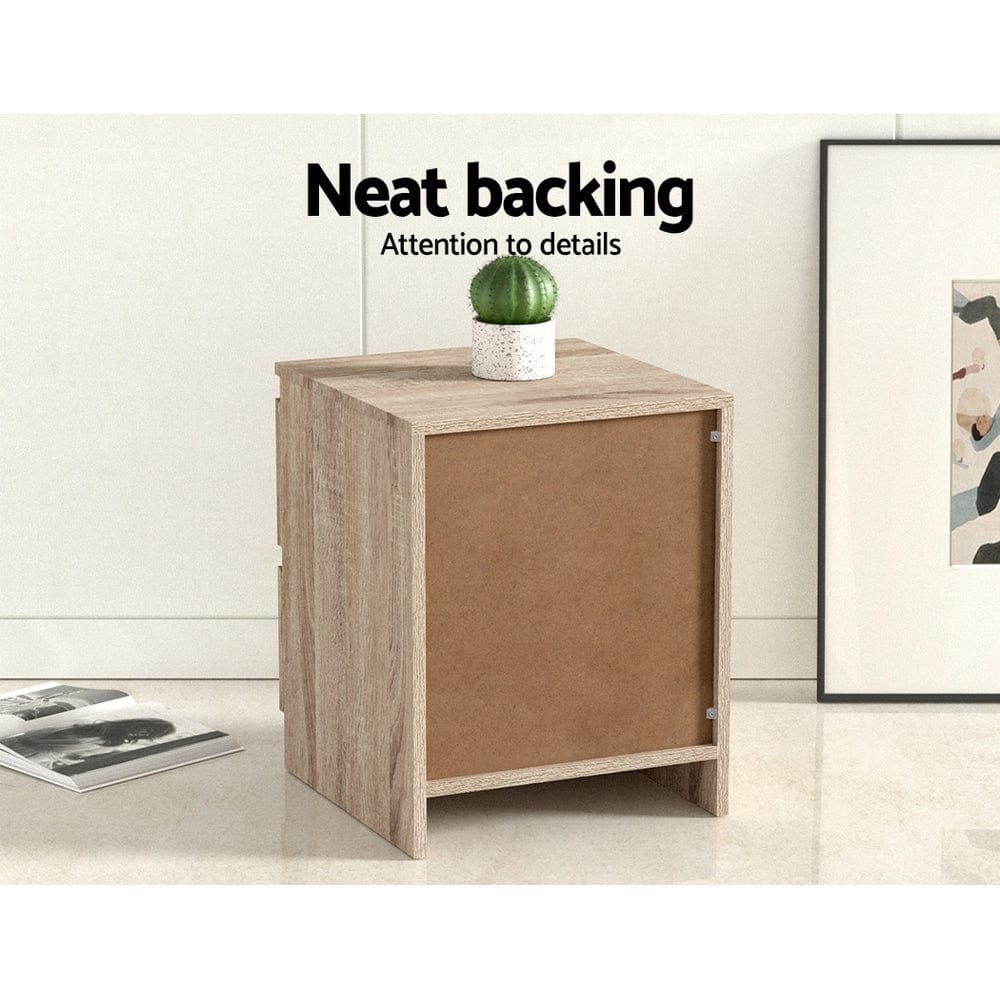 Artiss Bedside Table 2x Bedside Table 2 Drawers - PEPE Oak