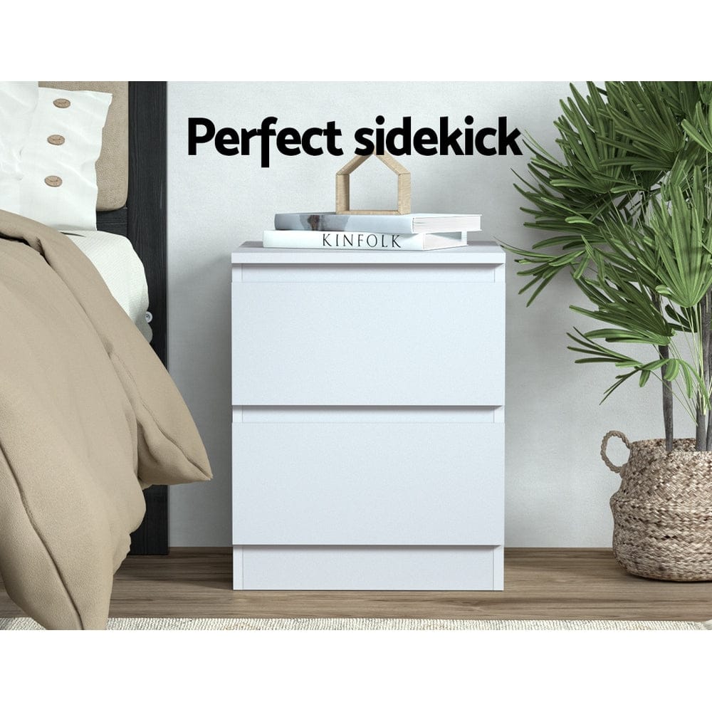 Artiss Bedside Table 2x Bedside Table 2 Drawers - PEPE White