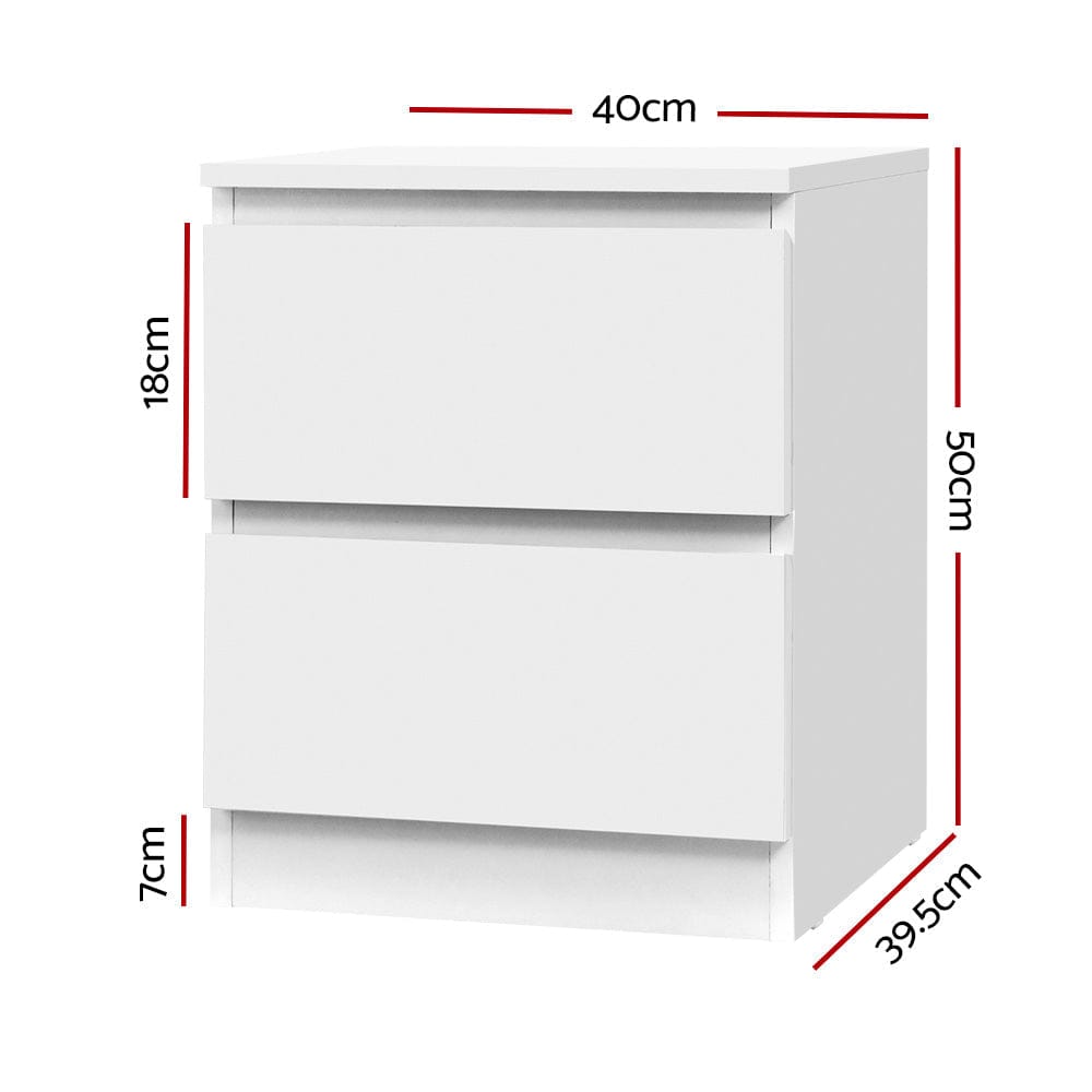 Artiss Bedside Table 2x Bedside Table 2 Drawers - PEPE White