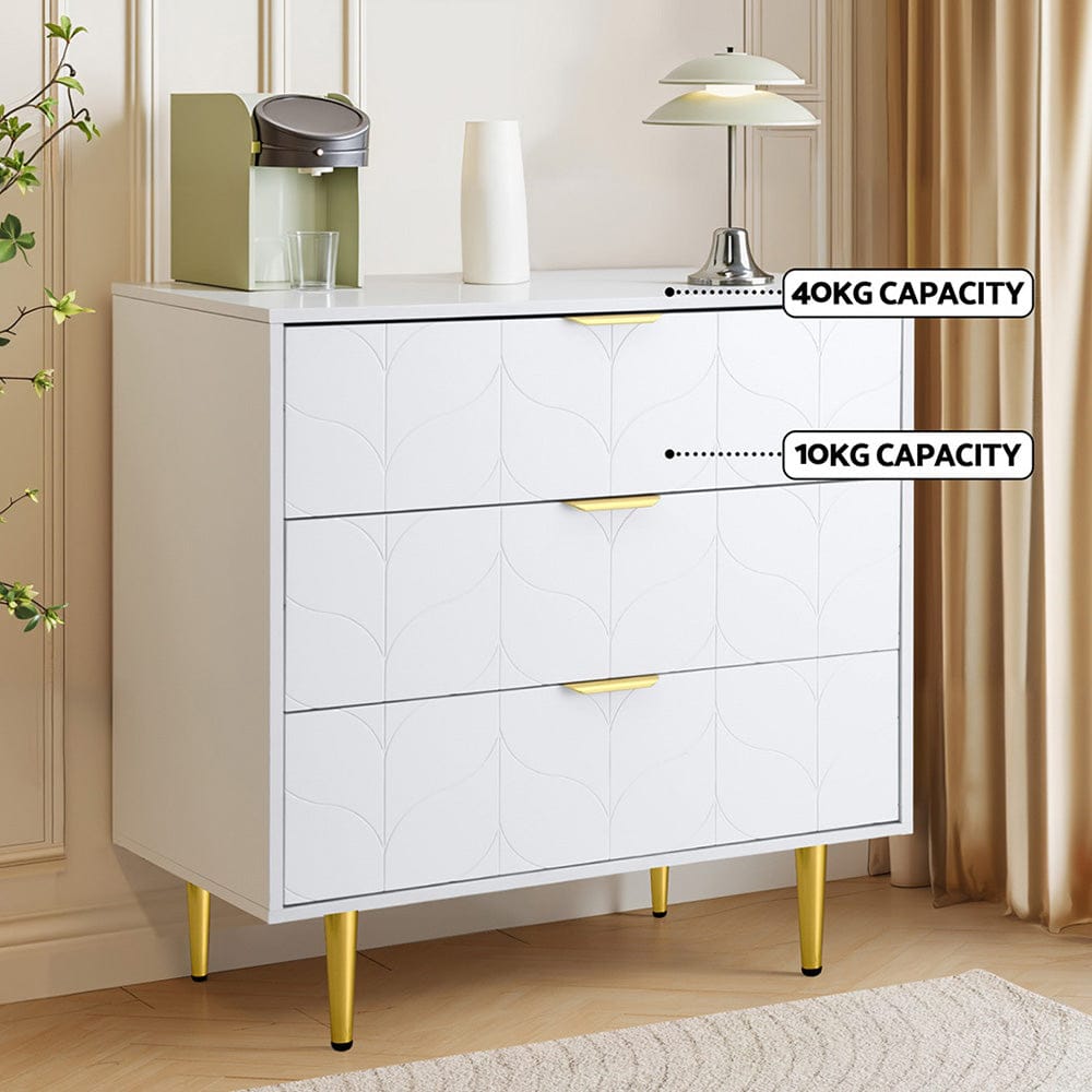 Artiss Chest of Drawers 3 Chest of Drawers Lowboy Cabinet White