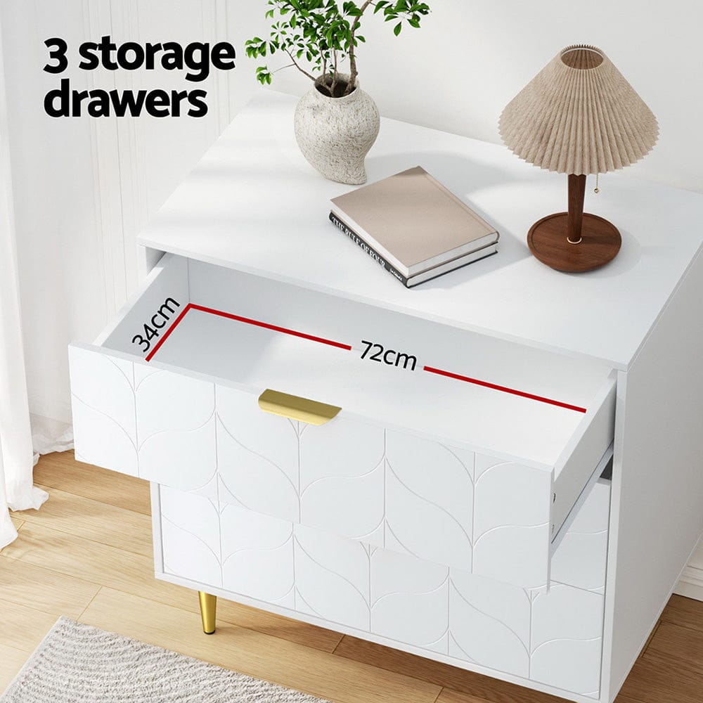 Artiss Chest of Drawers 3 Chest of Drawers Lowboy Cabinet White