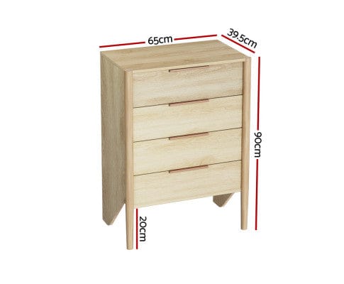 Artiss Chest of Drawers 4 Chest of Drawers - INEZ Oak