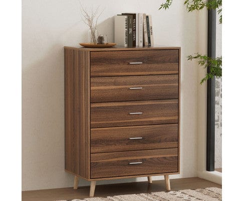 Artiss Chest of Drawers 5 Chest of Drawers - MIRI Walnut