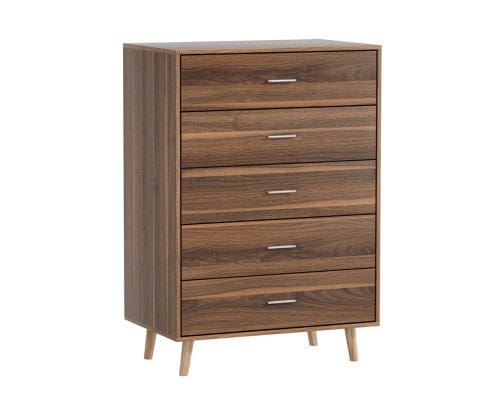 Artiss Chest of Drawers 5 Chest of Drawers - MIRI Walnut
