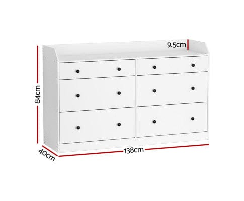 Artiss Chest of Drawers 6 Chest of Drawers - PETE White