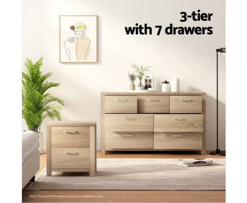Artiss Chest of Drawers 7 Chest of Drawers - MAXI Pine