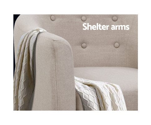 Artiss Accent Chair Armchair Tub Chair Single Accent Armchairs Sofa Lounge Fabric Beige