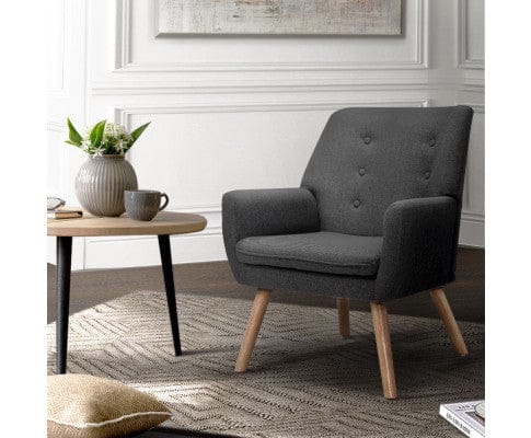 Artiss Accent Chair Armchair Tub Single Dining Chair - CHARCOAL