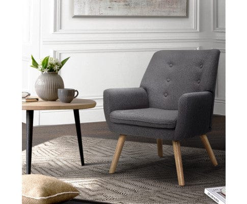 Artiss Accent Chair Armchair Tub Single Dining Chair - GREY
