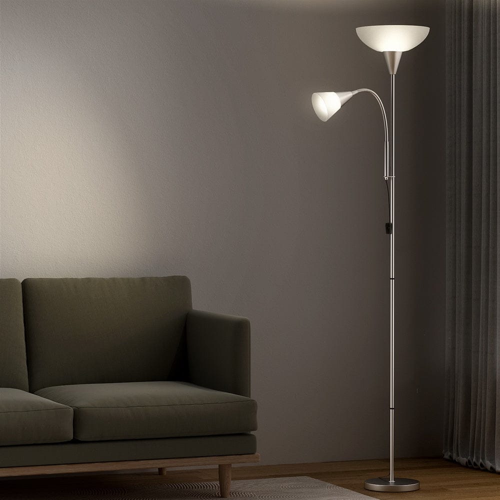 Artiss Home & Garden Artiss Floor Lamp Mother and Child Modern Home Living Room Office Reading Silver