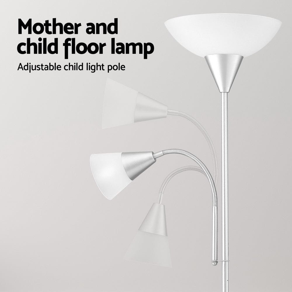 Artiss Home & Garden Artiss Floor Lamp Mother and Child Modern Home Living Room Office Reading Silver