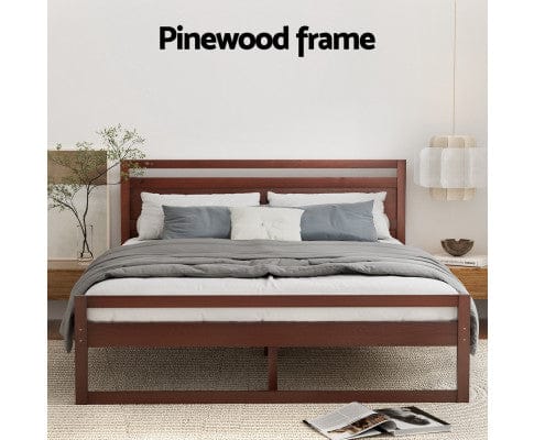 Artiss Bedframe Bed Frame Double Size Wooden Walnut WITTON