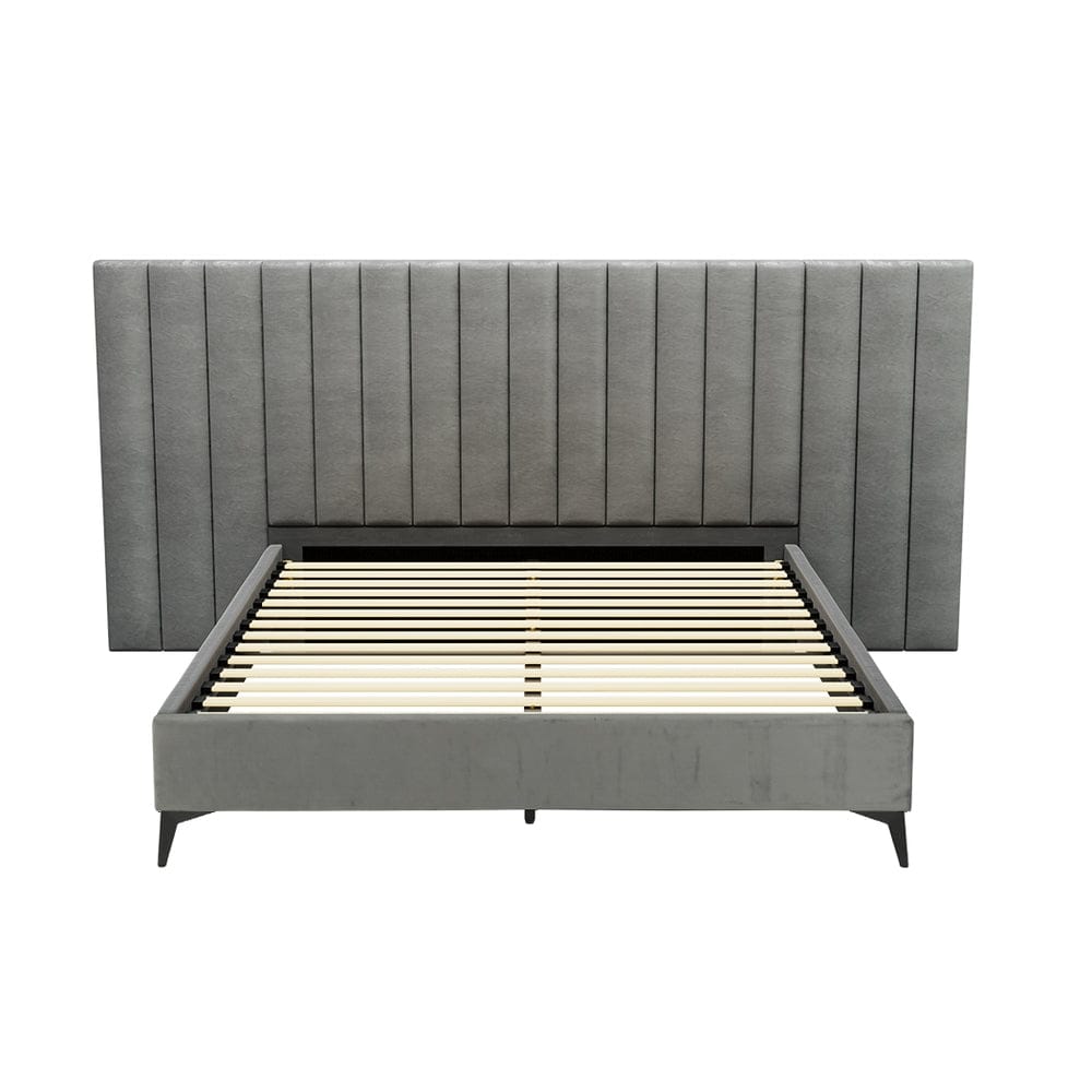 Artiss Bedframe Bed Frame Velvet Grey LOTT