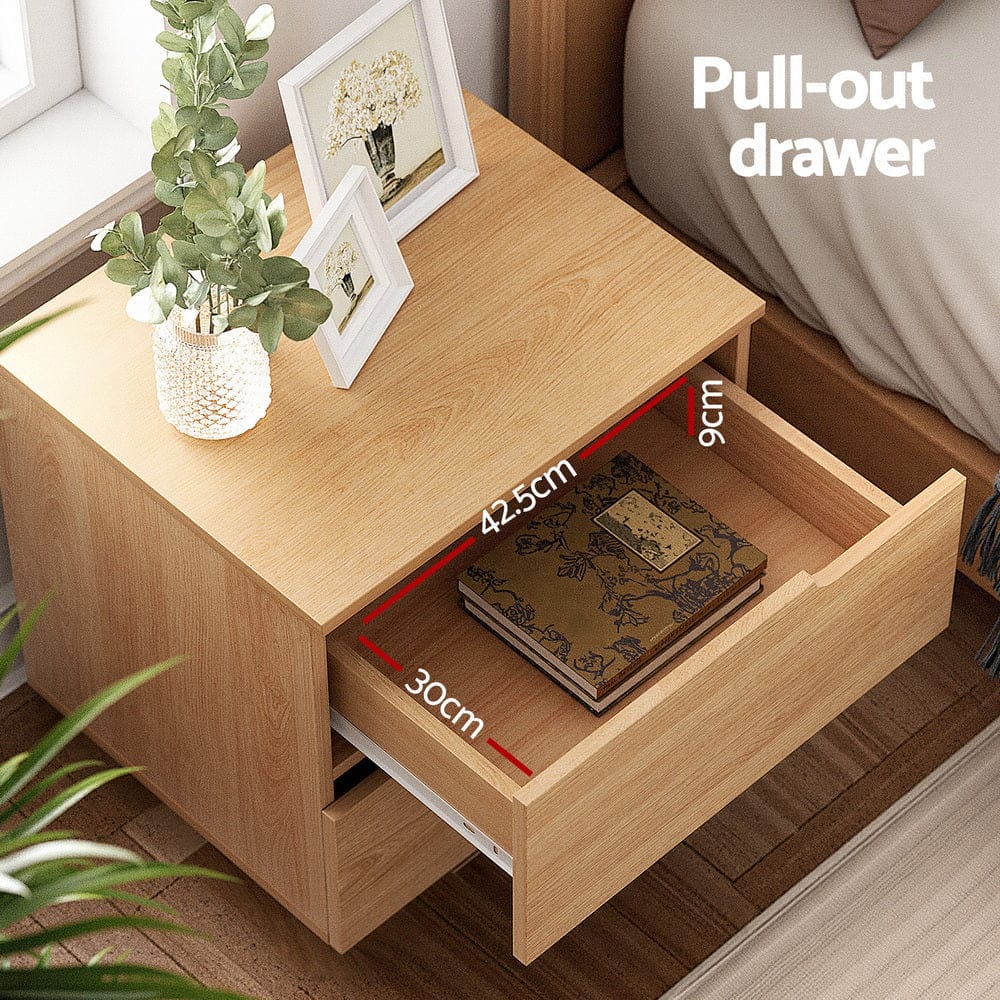 Artiss Bedside Table Bedside Table 2 Drawers Nightstand Pine