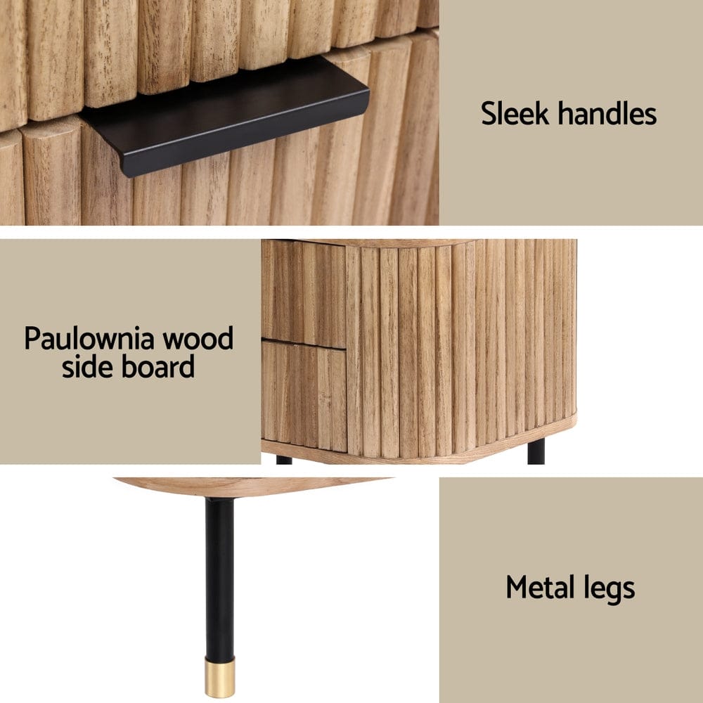 Artiss Bedside Table Bedside Table 2 Drawers Paulownia Wood Pine