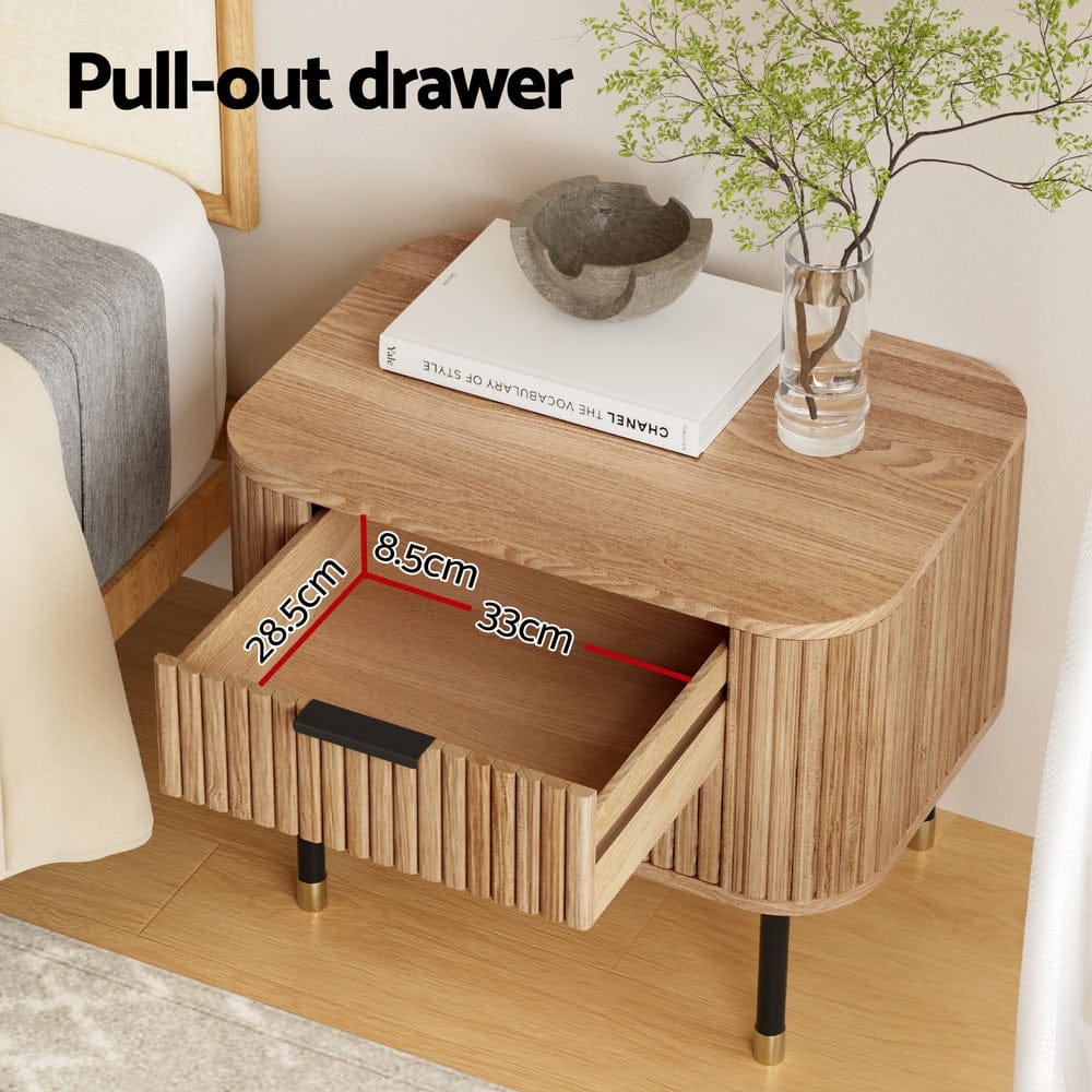 Artiss Bedside Table Bedside Table 2 Drawers Paulownia Wood Pine