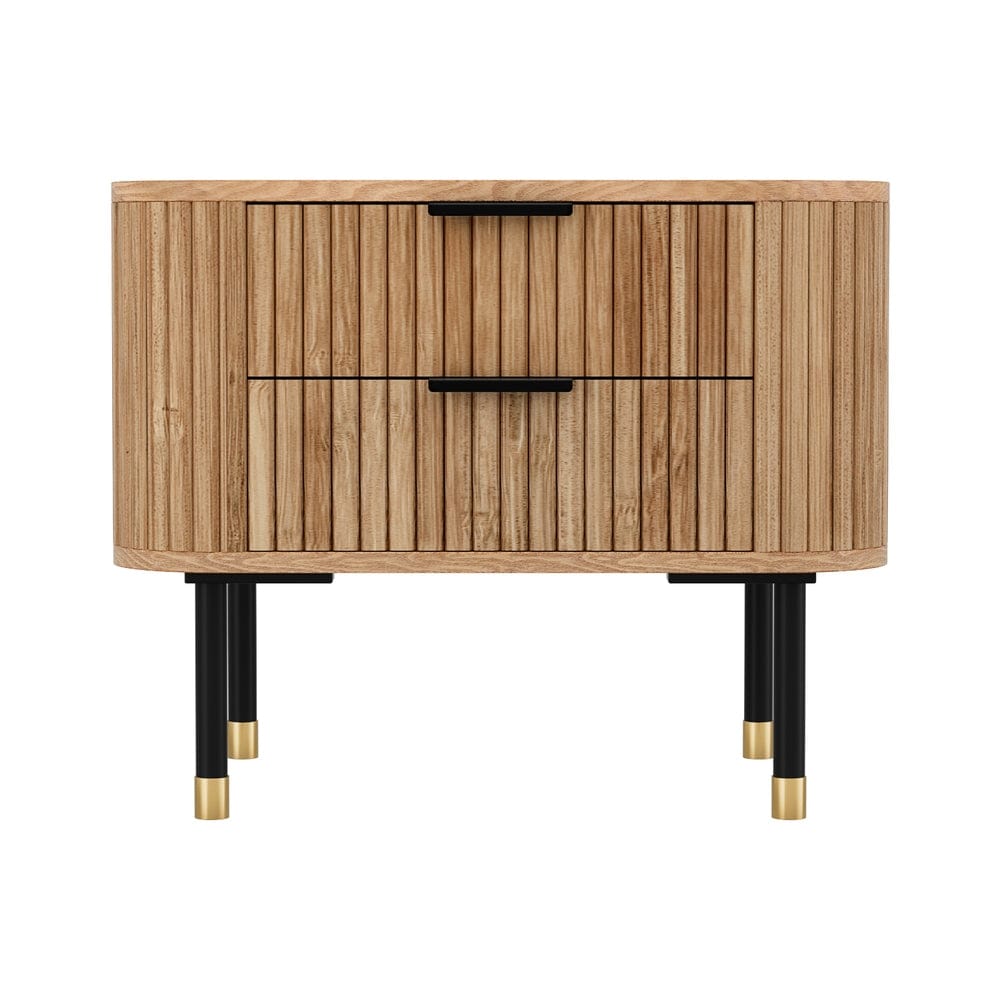 Artiss Bedside Table Bedside Table 2 Drawers Paulownia Wood Pine