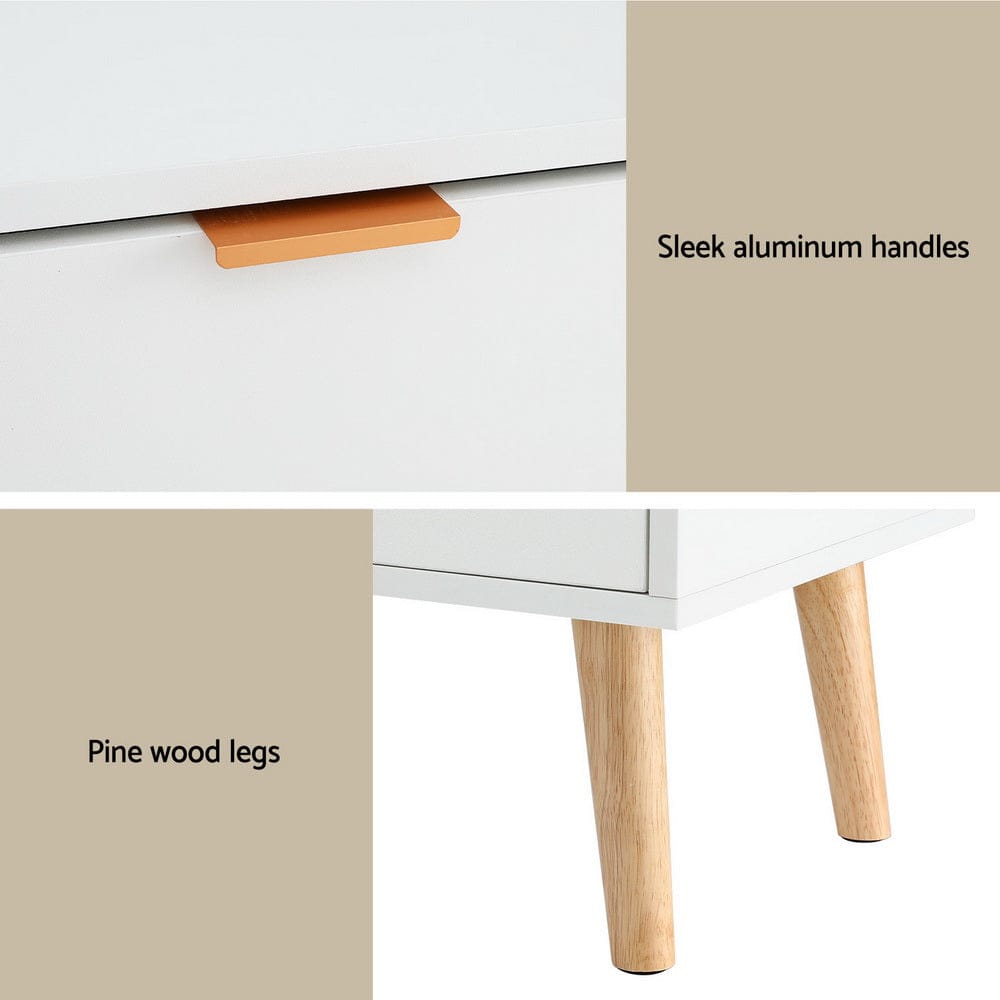 Artiss Bedside Table Bedside Table 2 Drawers - White