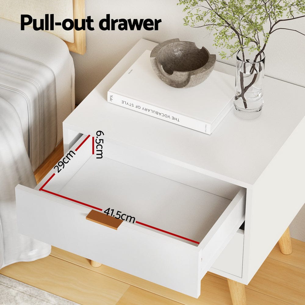 Artiss Bedside Table Bedside Table 2 Drawers - White