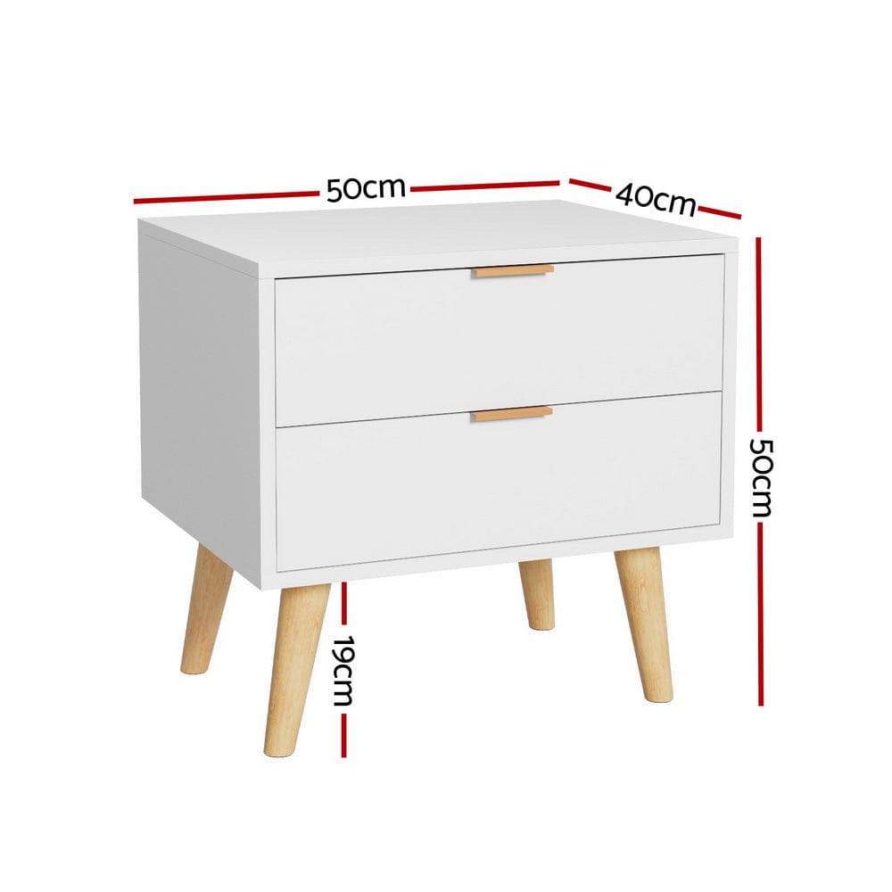 Artiss Bedside Table Bedside Table 2 Drawers - White