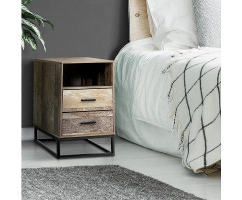 Artiss Bedside Table Bedside Table 2 Drawers with Shelf - BADAN