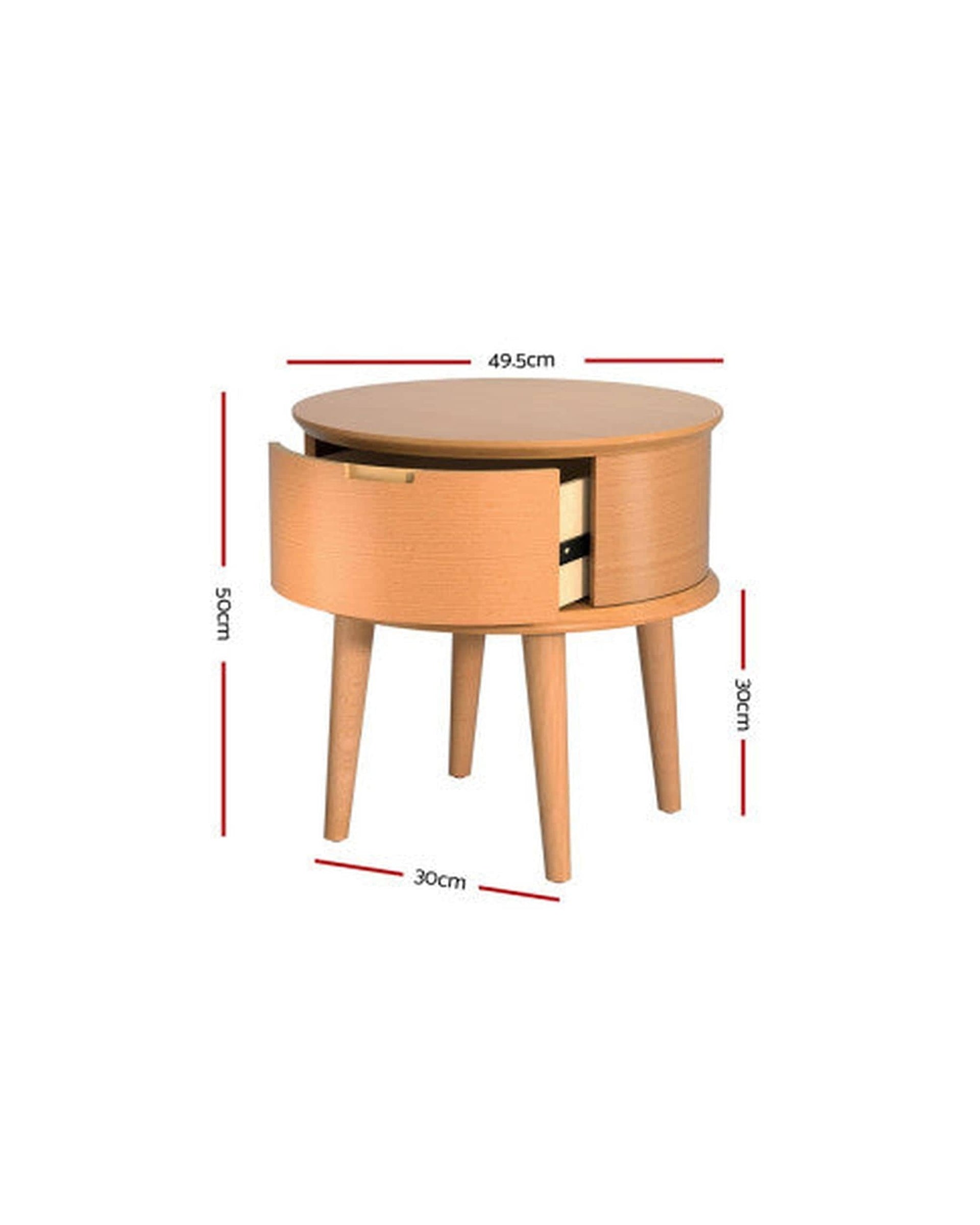 Artiss Bedside Table Bedside Table Drawers Curved Side End Table Storage Nightstand Oak ENZO