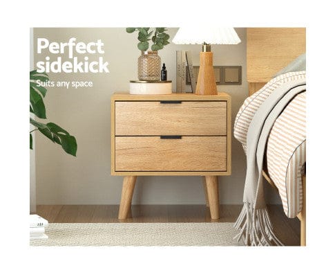 Artiss Bedside Table Bedside Table Drawers Nightstand Side End Table Storage Cabinet Pine MAJD