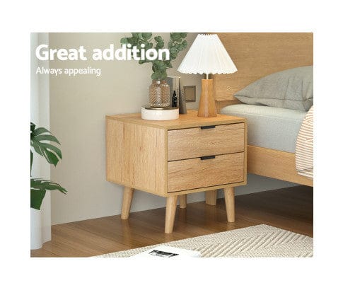 Artiss Bedside Table Bedside Table Drawers Nightstand Side End Table Storage Cabinet Pine MAJD