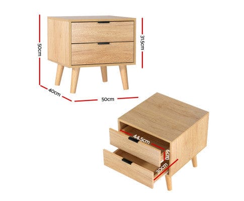 Artiss Bedside Table Bedside Table Drawers Nightstand Side End Table Storage Cabinet Pine MAJD