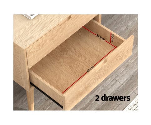 Artiss Bedside Table Bedside Table Drawers Side End Table Storage Cabinet Nightstand Oak GINO