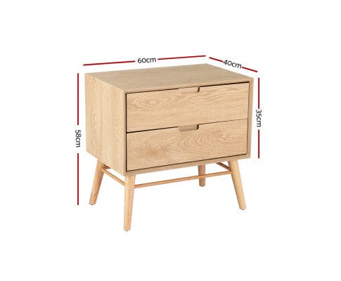 Artiss Bedside Table Bedside Table Drawers Side End Table Storage Cabinet Nightstand Oak GINO