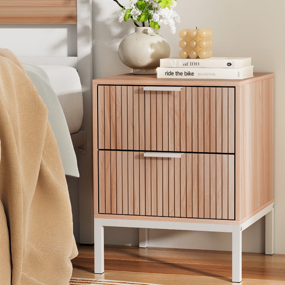 Artiss Bedside Table Bedside Table Drawers Side End Table Storage Cabinet Nightstand Pine LURA