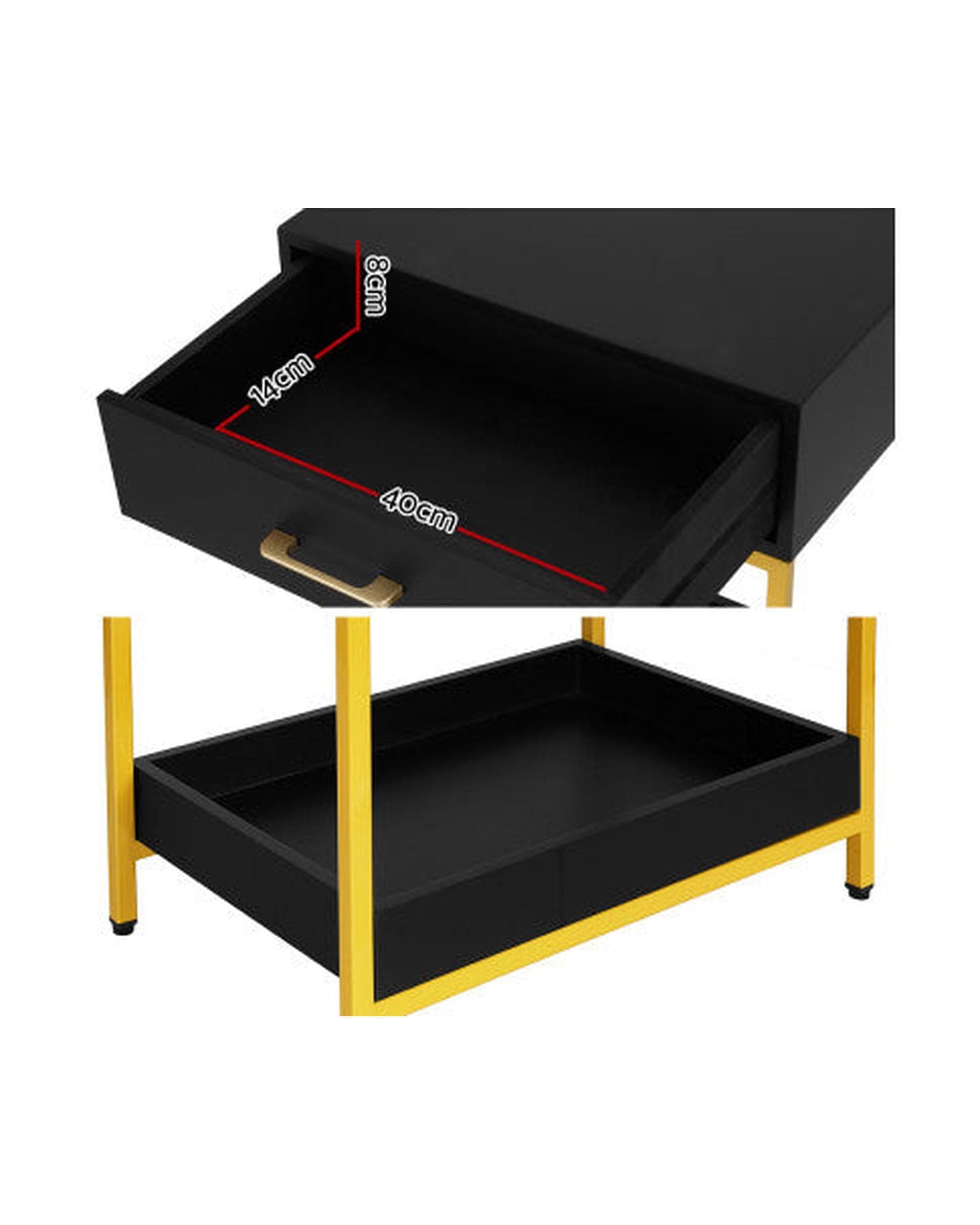 Artiss Bedside Table Bedside Table Drawers Side Table Shelf Bedroom Furniture Nightstand Black