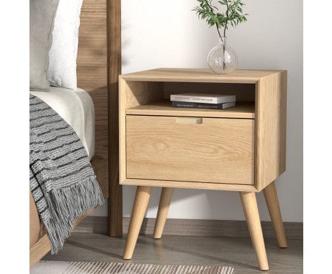 Artiss Bedside Table Bedside Table Drawers Side Table Shelf Storage Cabinet Nightstand GORR