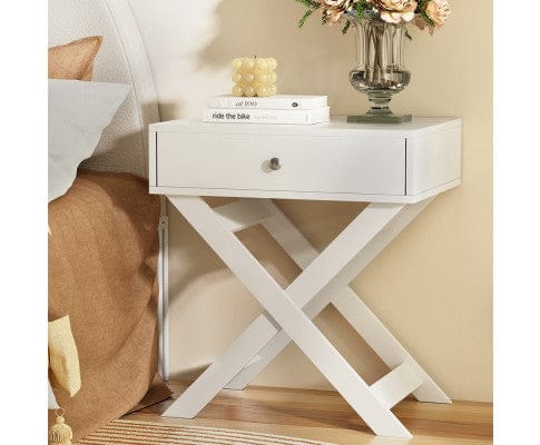 Artiss Bedside Table Bedside Table Drawers Side Table Storage Cabinet Nightstand White QARA