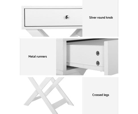 Artiss Bedside Table Bedside Table Drawers Side Table Storage Cabinet Nightstand White QARA