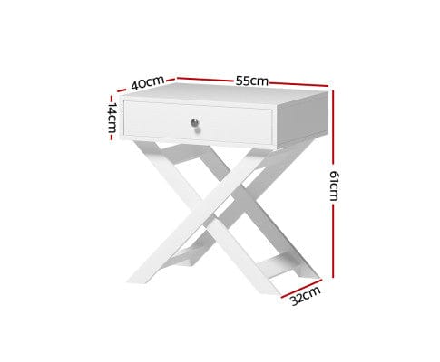 Artiss Bedside Table Bedside Table Drawers Side Table Storage Cabinet Nightstand White QARA