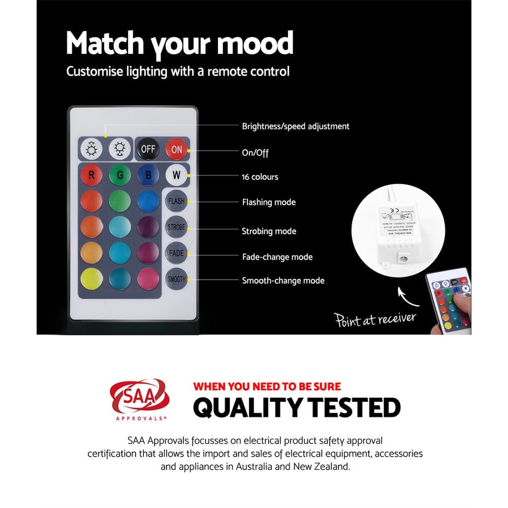 Artiss Bedside Table Bedside Table LED - HERES Black