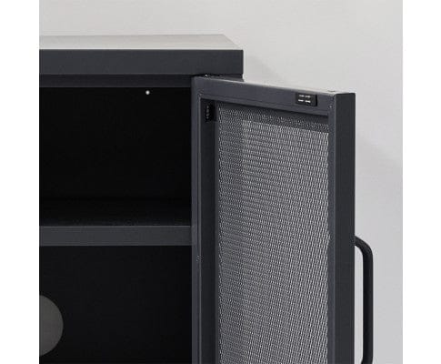 Artiss Bedside Table Bedside Table Mesh Door Cabinet - MINI Black