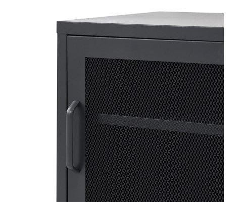 Artiss Bedside Table Bedside Table Mesh Door Cabinet - MINI Black