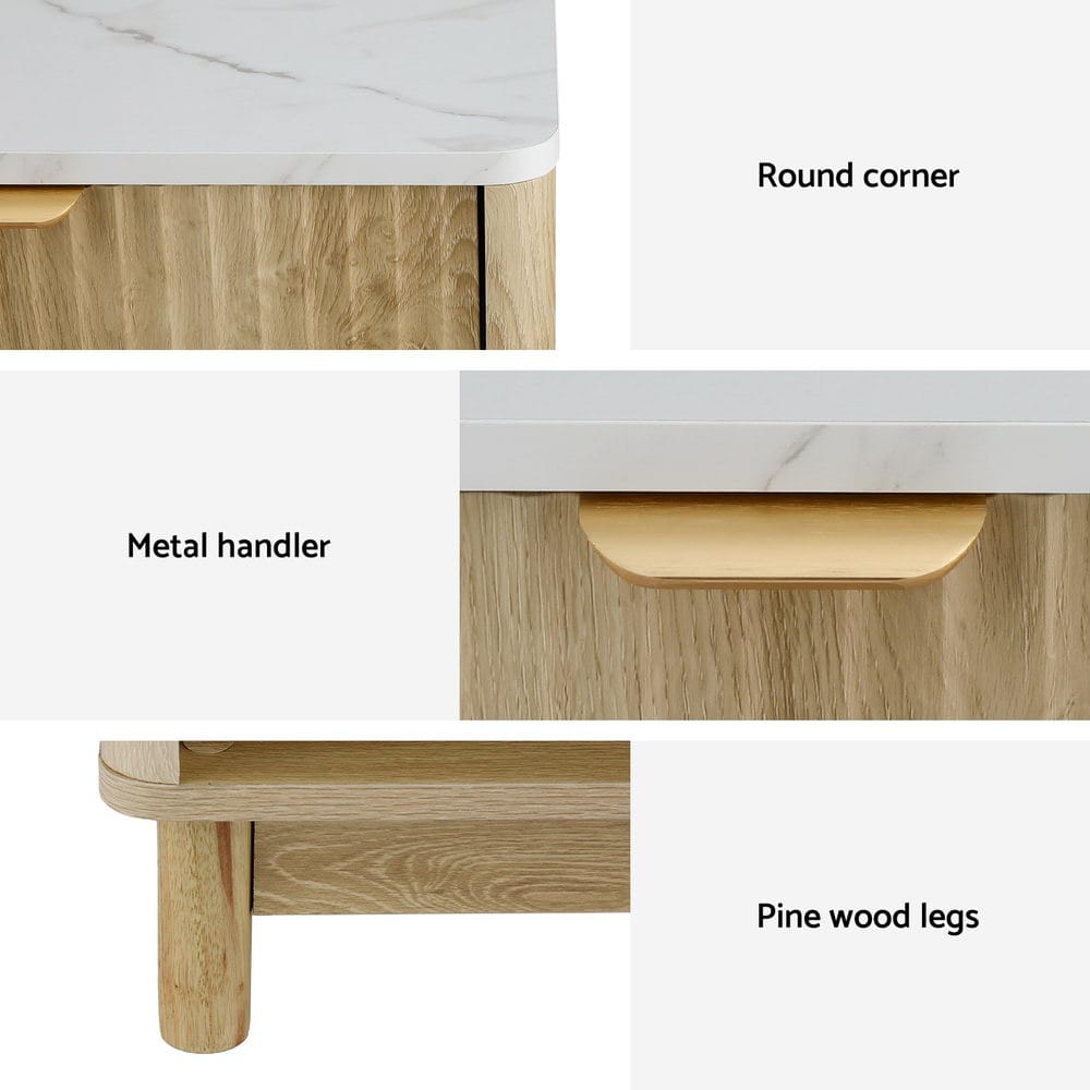 Artiss Bedside Table Bedside Table Nightstand 1 Drawer Shelves Pine