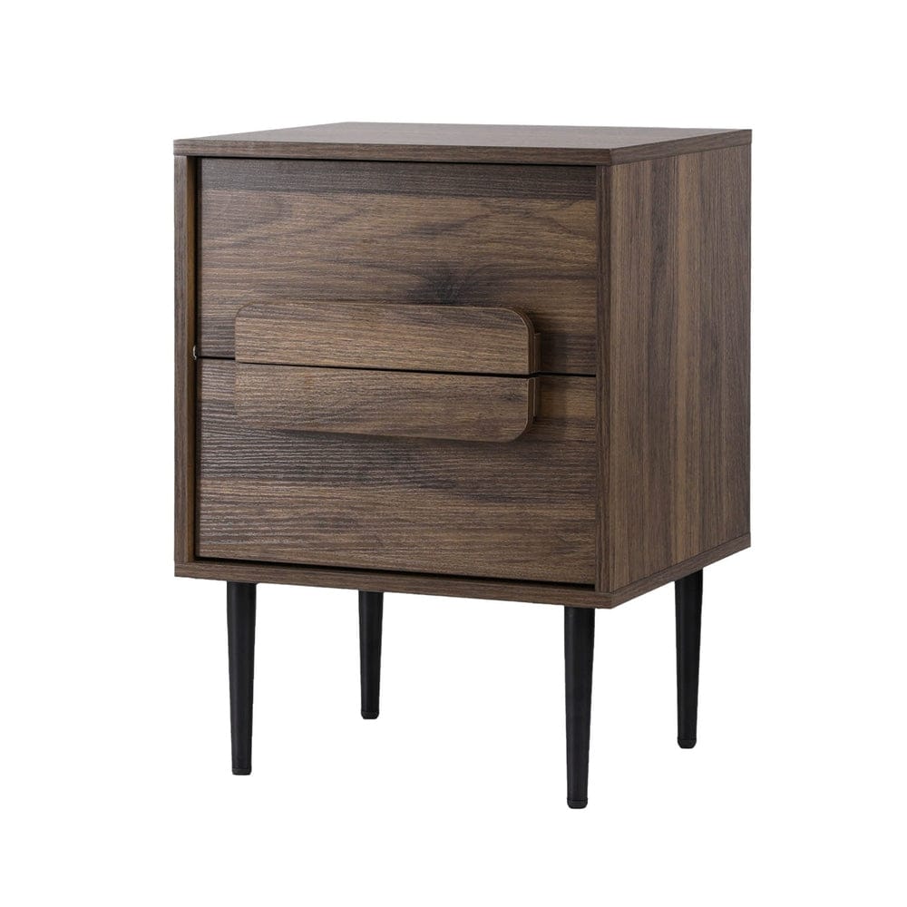 Artiss Bedside Table Bedside Table Nightstand 2 Drawers - Walnut