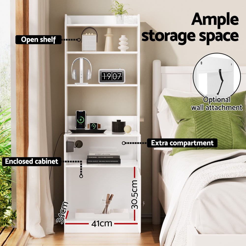 Artiss Bedside Table Bedside Table Nightstand Charging Station