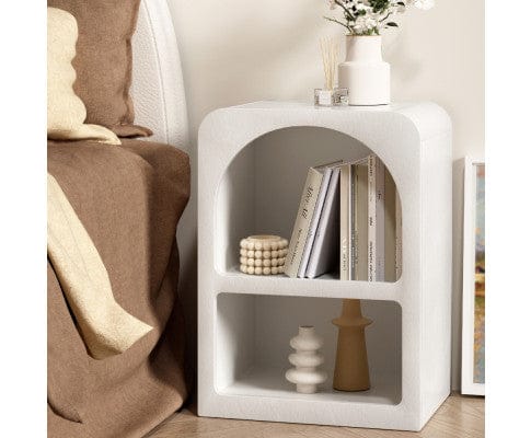 Artiss Bedside Table Bedside Table Shelves Side End Table Storage Nightstand White ARCHED