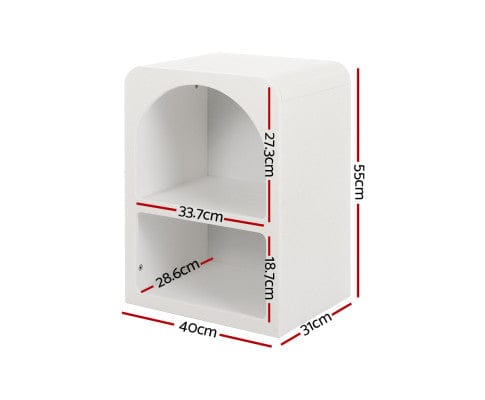 Artiss Bedside Table Bedside Table Shelves Side End Table Storage Nightstand White ARCHED