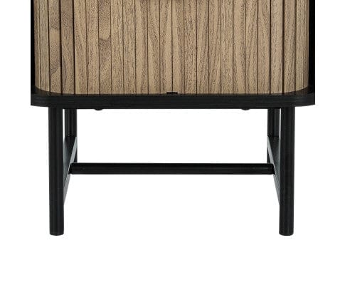 Artiss Bedside Table Bedside Table Side End Table Slidng Doors Storage Nightstand Black BORIS