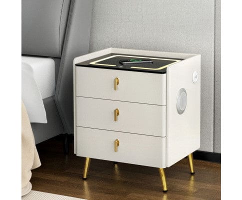 Artiss Bedside Table Bedside Table Wireless Charging - ALMA White