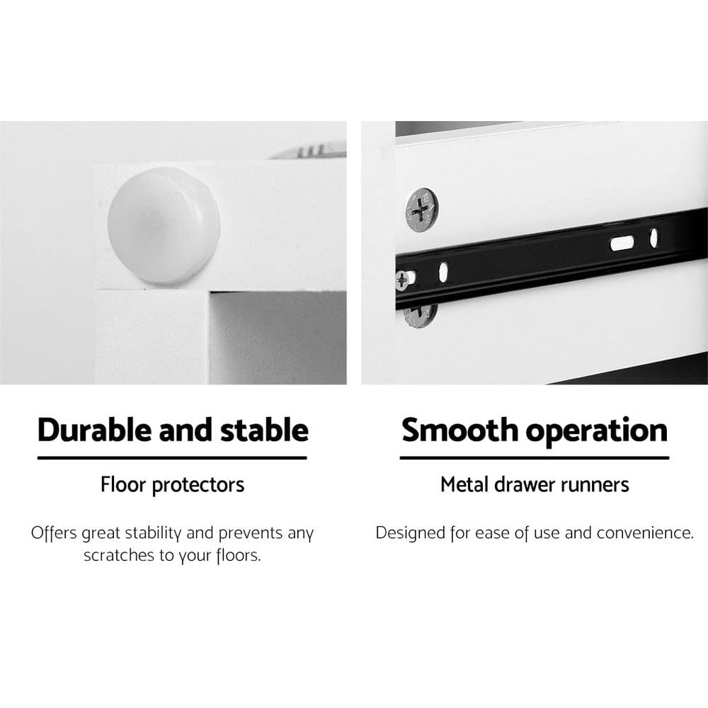 Artiss Bedside Table Bedside Tables LED 2 Drawers - REMI White