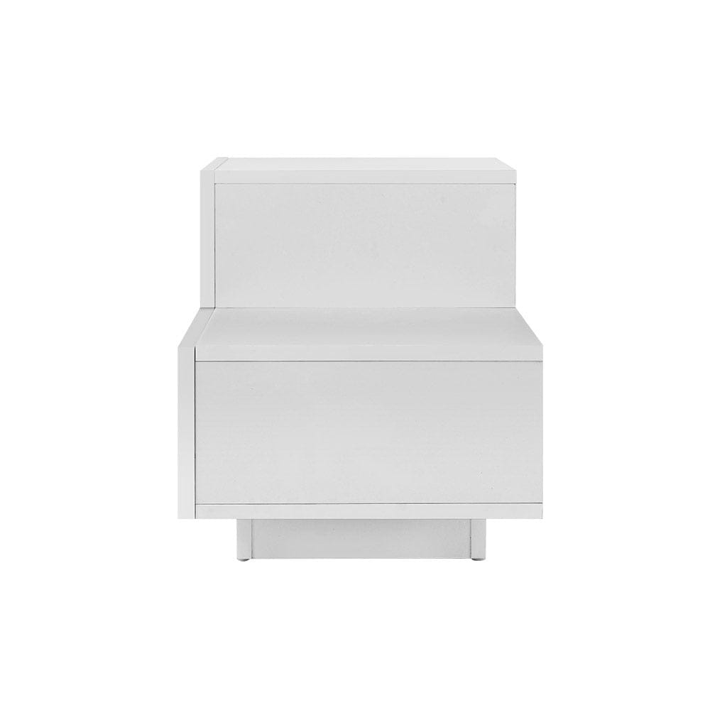 Artiss Bedside Table Bedside Tables LED 2 Drawers - REMI White