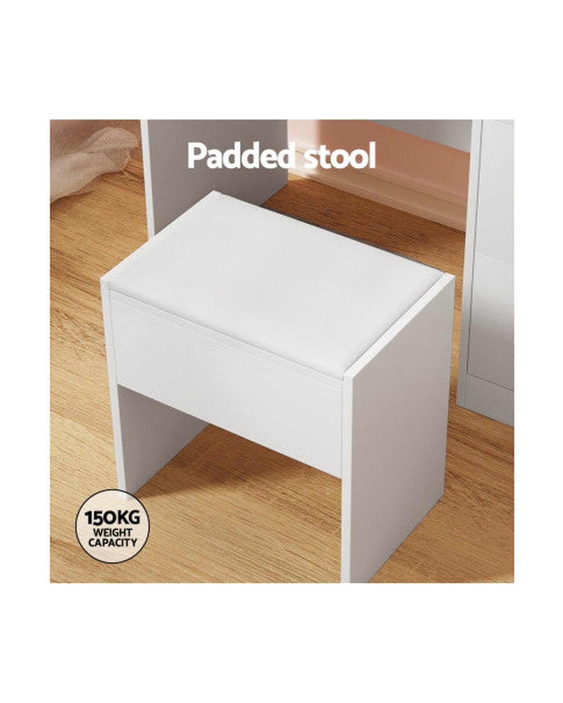 Artiss Dressing Table Dressing Table Set Stool 15 Led Bulbs White Darcy